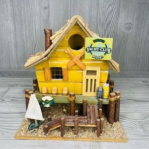Wooden bird House Decorative yacht club miniature style birdhouse fairy garden